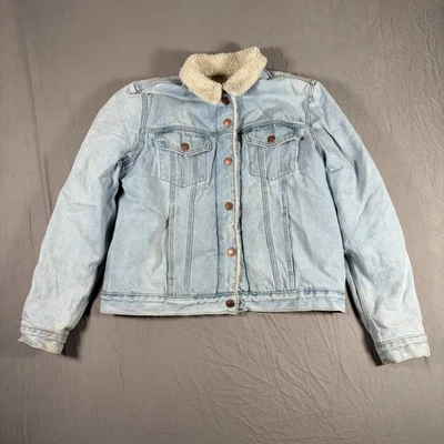 Chaqueta de Camionero Levi's Denim Para Mujer Grande Azul Forrada Sherpa Cuello Botón a Presión Foto 1 de 4
