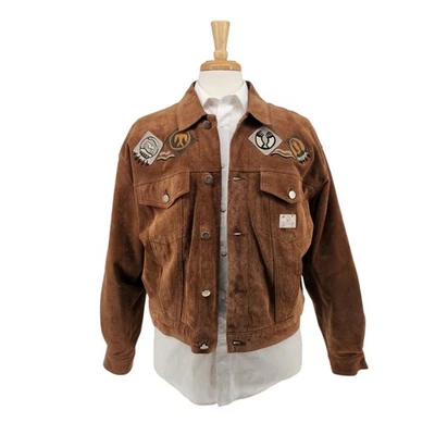 Chaqueta de Camionero Chevignon Para Hombre Vintage Motivo Hopi Navajo Cuero Marrón Talla M Foto 1 de 4