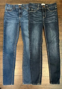 Girls Jordache Adjustable Waist Dark Blue Super Skinny Jeans Jeggings Lot 14 S - Picture 1 of 6