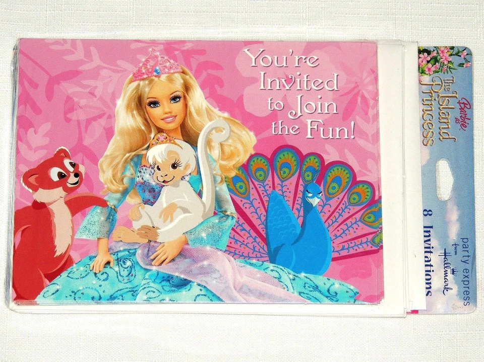  NEW  ~BARBIE THE ISLAND PRINCESS   8-INVITATIONS HALLMARK  PARTY SUPPLIES - Image 1 of 1