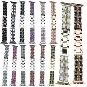 Per Apple Watch Series 7 6 5 4 3 Cinturini Cinturini Catena Acciaio Inox - Foto 1 di 26