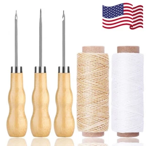 Leather Sewing Kit Awl Hand Stitching Waxed Thread For Leathercraft Shoes Repair - Picture 1 of 7