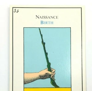 Vintage B.P. Carta del Tarot Grimaud NACIMIENTO/CAÍDA Nº 35 Francés Inglés Francia Antiguo - Imagen 1 de 4