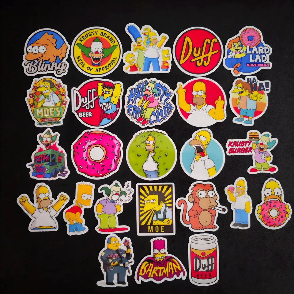 Pegatinas de vinilo de Los Simpson Bart Homer dibujos animados Krusty The Clown Duff Beer Moe divertidas Foto 1 de 1