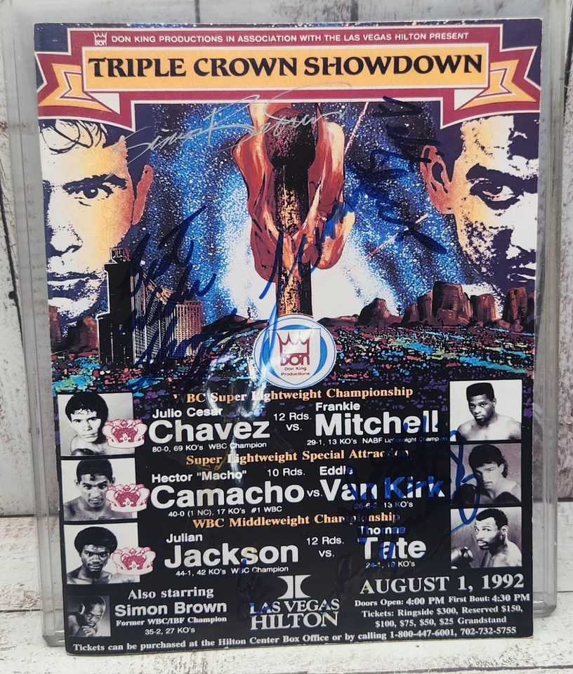 Boxing Program Autographed Julio Chavez Simon Brown Frank Tate Julian Jackson - Image 1 of 4