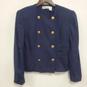 Liz Claiborne Womens Nautical Old Money Blazer Size 8 Blue Office Sailor Preppy - Picture 1 of 14