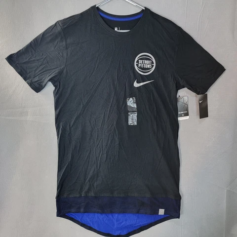 Detroit Pistons NBA Nike Tee Basketball Shooting Shirt Black Mens Large Cover