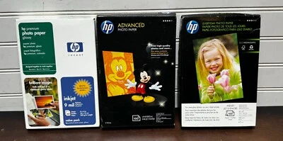 Lot of 3 HP  Photo Paper 4”x6”  Brand New Sealed (glossy & semi glossy) - Image 1 of 4