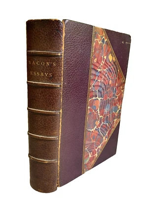 Antique 1857 Leather Ornate Gilded Embossed Victorian Book Bacon's Essays 1st Ed - Image 1 of 4