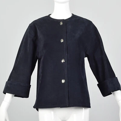 Chaqueta de Gamuza Pequeña Años 60 con Bloqueo Giratorio Mod Abrigo De Colección Primavera Otoño Cuero Foto 1 de 4