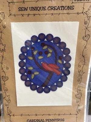 Cardinal Penny Rug Applique Pattern, Sew Unique Creations, 14"x16", New - Image 1 of 4