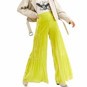 Free People NWT Slim Pull-On Velvet Golden Rod Flare Belled Pants NEW Free People NWT Slim Pull-On Velvet Golden Rod Flare Belled Pants NEW
