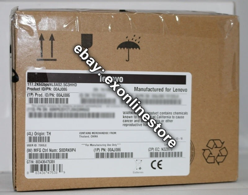 00AJ086 - 1TB 7.2K 6Gbps NL SAS 2.5'' G3 Hot Swap HDD (FRU: 00AJ087) - Image 1 of 1