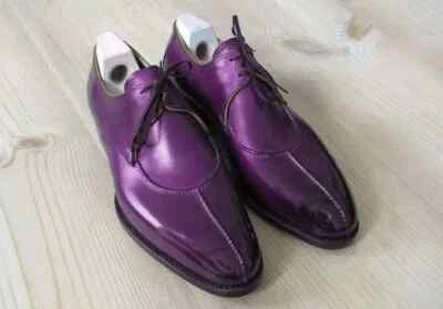 New Handmade Men Purple Moccasin Shoes, Formal Party Wear Shoe, Derby Shoes - Image 1 of 4