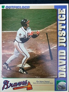 David Justice Atlanta Braves Poster Card 1996 Rare AJC Limited Ed 8.5x11 - Picture 1 of 6