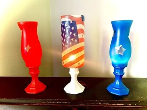 Patriotic Candle Set. Flag Candle Pillar,Red And Blue Pillar Candle with Stars - Picture 1 of 3