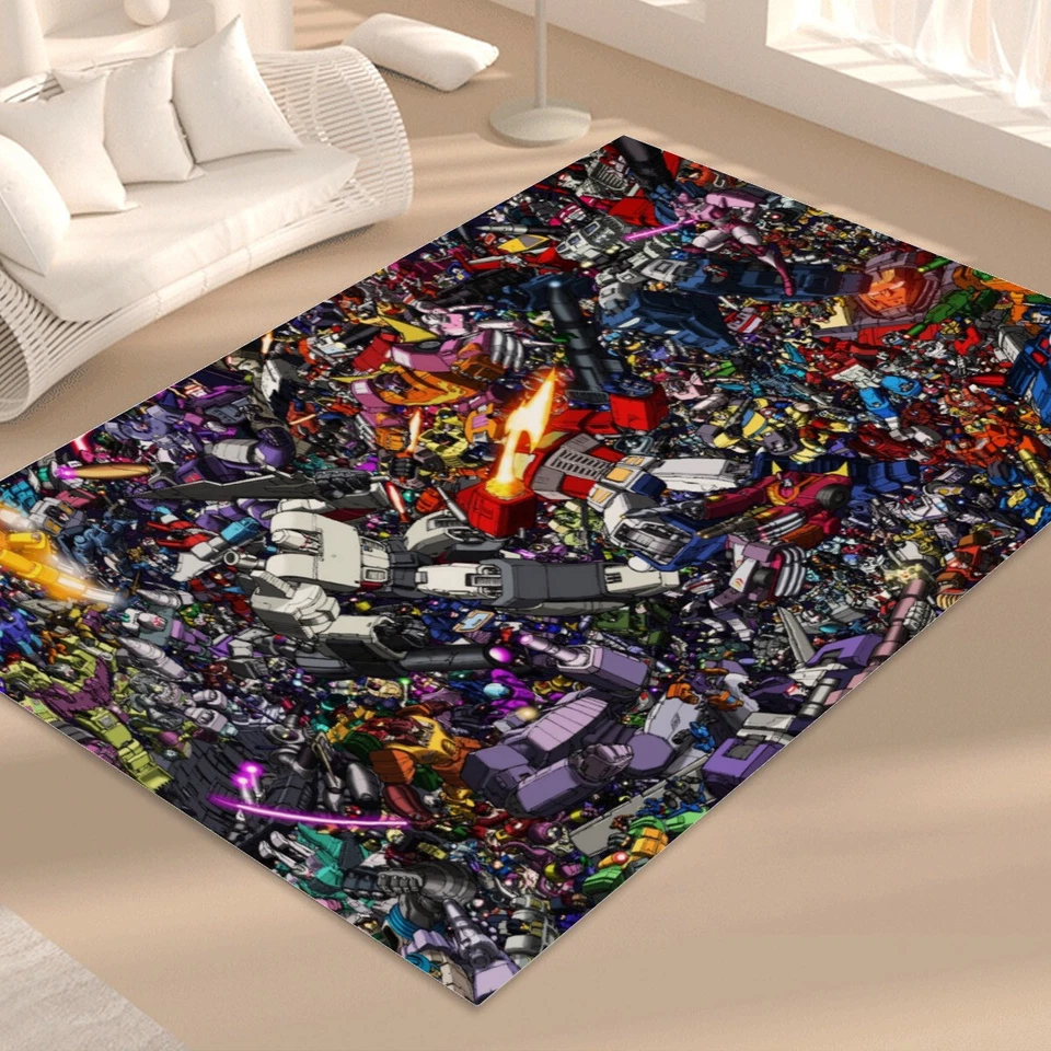 Gundam Robot Collage Print Foldable Rectangular Floor Mat Rugs Anti-Skid Carpet - Image 1 of 1
