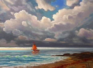 Oil Painting Original Florida Highwaymen Like Impressionist Fantasy MAX COLE 1d5 - Picture 1 of 8