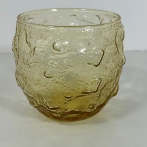 Anchor Hocking Lido Milano Amber Gold Crinkle Roly Poly Glass - Picture 1 of 8