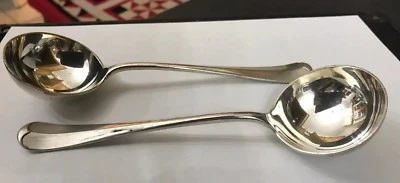 Cucharas de sopa vintage HB&H London 19 cm plateadas cola de rata cucharones Foto 1 de 4