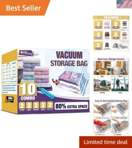 Versatile 10-Pack Vacuum Storage Bags - Clothing & Travel Compression Solution - Picture 1 of 9