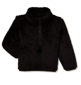 Wonder Nation Baby Sherpa Pullover Black Jacket, Size 12 Months - Picture 1 of 3