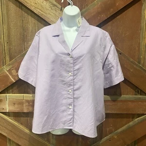 Uniqlo Linen Blend Button Up Shirt Sz XL Capsule Piece Short Sleeve Light Purple - Picture 1 of 15