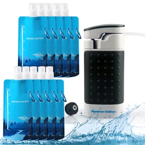 Portable Water Filter Pump 2000L|Collapsible Water Pouches|F Emergency Survival - Picture 1 of 23