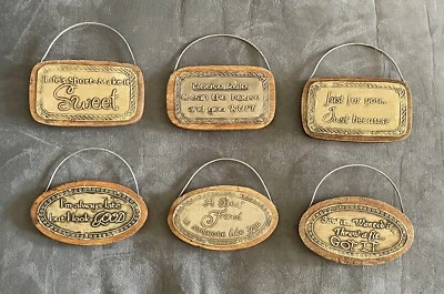 Set/6 Wood Plaques / Signs with Metal Message Plates THT Designs - Image 1 of 4