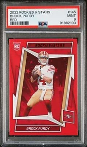 Panini Rookies and Stars Brock Purdy RC #145 2022 lámina roja PSA 9 como nuevo 49ers - Imagen 1 de 3