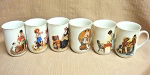 6 Vintage Japan NORMAN ROCKWELL 10 oz Porcelain MUGS - 3 Museum & 3 H.M.I. - Picture 1 of 12