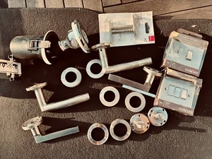 BRUSHED CHROME INTERNAL DOOR HANDLES X 2 AND ONE LOCK & ADDITIONALS - JOB LOT - Picture 1 of 2