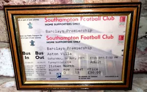 Framed Southampton v Aston Villa Barclays Premiership 2005 Un-used home ticket - Picture 1 of 2