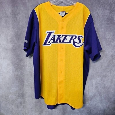 Vintage Y2K Majestic NBA Los Angeles Lakers Gold Baseball Jersey Mens 2XL Kobe - Image 1 of 4