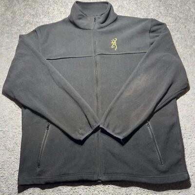 Browning Men Fleece Jacket Black XL/TG Full Zip Logo Long Sleeves - Image 1 of 4