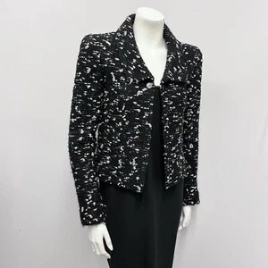 Chanel Jacket Black & White 02A 2 CC Logo Camellia Buttons With Chain Size 36 XS - Picture 1 of 7