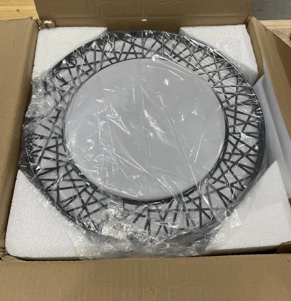 Черно-белый круглый потолочный светильник с креплением заподлицо 15,7 дюйма с 3-цветным светодиодным кристаллом K9 - Изображение 1 из 4