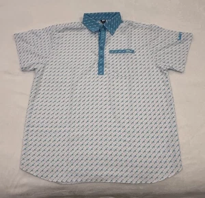 Camisa polo Trailer Park Golf Club con clase para hombre talla mediana blanca/azul AR15 AOP - Imagen 1 de 10