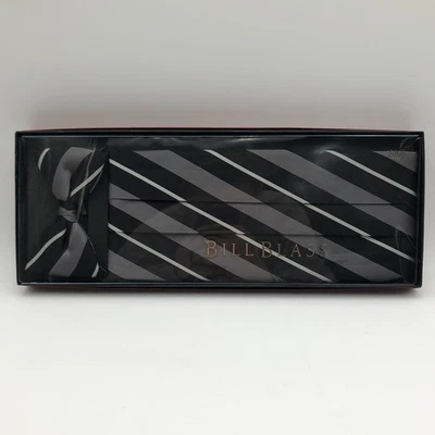 Bill Blass Silk Pre-Tied Bow Tie & Classic Dress Tie Black / Gray Striped Ties - Image 1 of 4