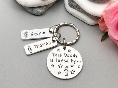 This Daddy is Loved By Keyring, Daddy Personalised Keyring, Father's Day Gift - Image 1 of 4
