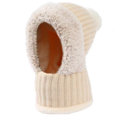 Máscara facial feminina Balaclava para clima frio lã chapéu inverno esqui - Imagem 1 de 4