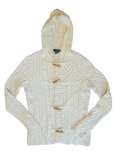 Lauren Ralph Lauren Toggle Button Cable Knit Cardigan Sweater Vintage Hong Kong - Picture 1 of 9