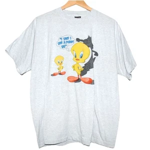 Vintage Looney Tunes T-Shirt Gr. L weiß Tweety Vogel Einzelnaht 90er Retro Grafik - Bild 1 von 6