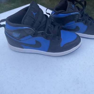 Air Jordan 1 Mid Hyper Royal 尺码 3Y 黑色 白色 定制 — 第 1/4 张图片