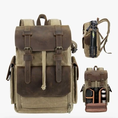 Brown Canvas Leather Camera Hiking Bag - Image 1 of 4