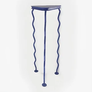 Sellette Vintage metal Memphis Bleu Cobalt Années 1980 France - Picture 1 of 8