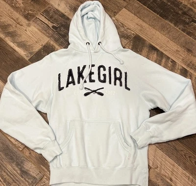 Sudadera con capucha polar Lakegirl para mujer azul claro mezcla de algodón talla pequeña Foto 1 de 4