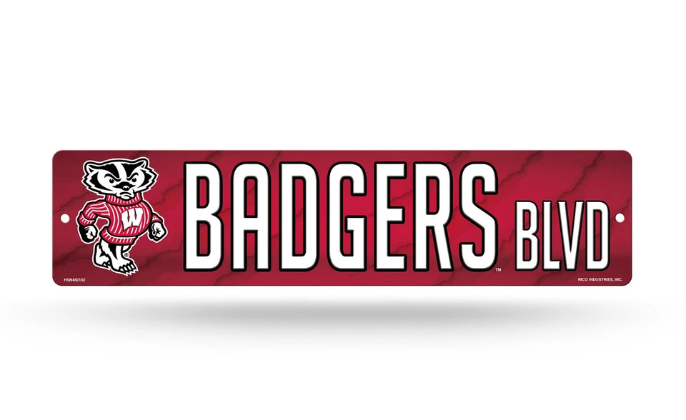 Letrero de calle Wisconsin Badgers ¡NUEVO! 4"X16" "Badgers Blvd." Man Cave NCAA Foto 1 de 1