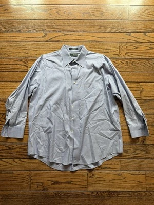 Camisa de vestir Marshall Field's azul a rayas sin planchar abotonada para hombre 17,5 34/35 Foto 1 de 3