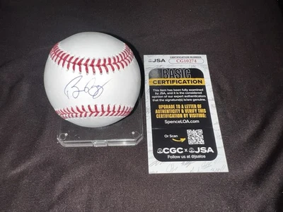 Bruce Bochy Firmado Oficial Grandes Ligas Béisbol Texas Rangers Skip JSA Auténtico Foto 1 de 2